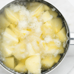 diced potatoes in hot water in pot