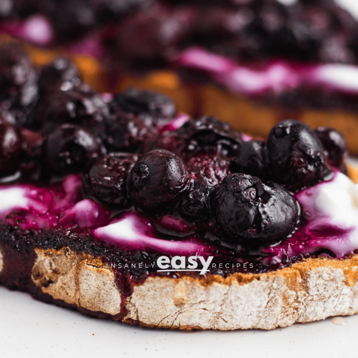 closeup photo of blueberry toast, both in the foreground and background