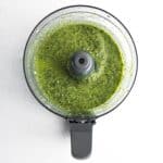 fully blended basil pesto in a food processor.
