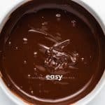 closeup photo of melted chocolate in a white bowl