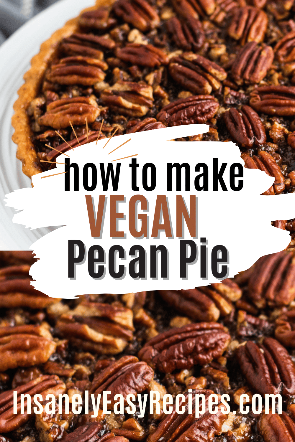 pinterest collage of photos for vegan pecan pie