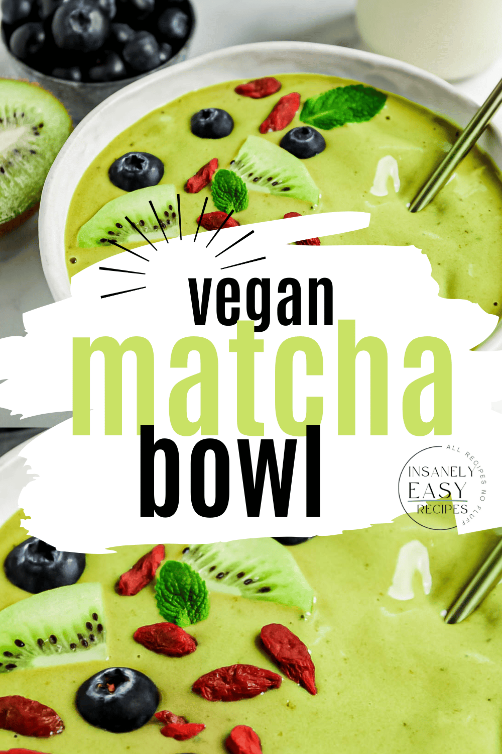 pinterest collage of photo of our match bowl recipe