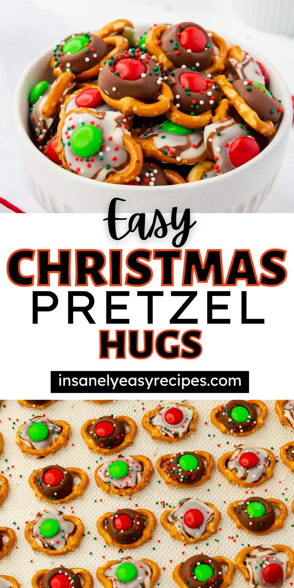 Pinterest Pin collage for Christmas Pretzels