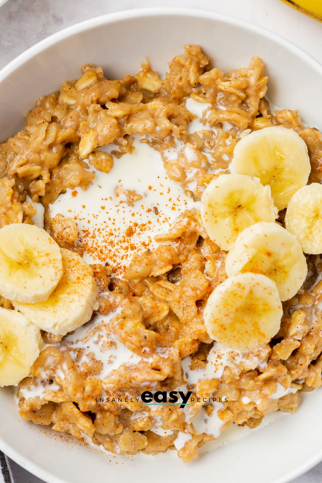 Closeup photo of Bananas and Cream Oatmeal