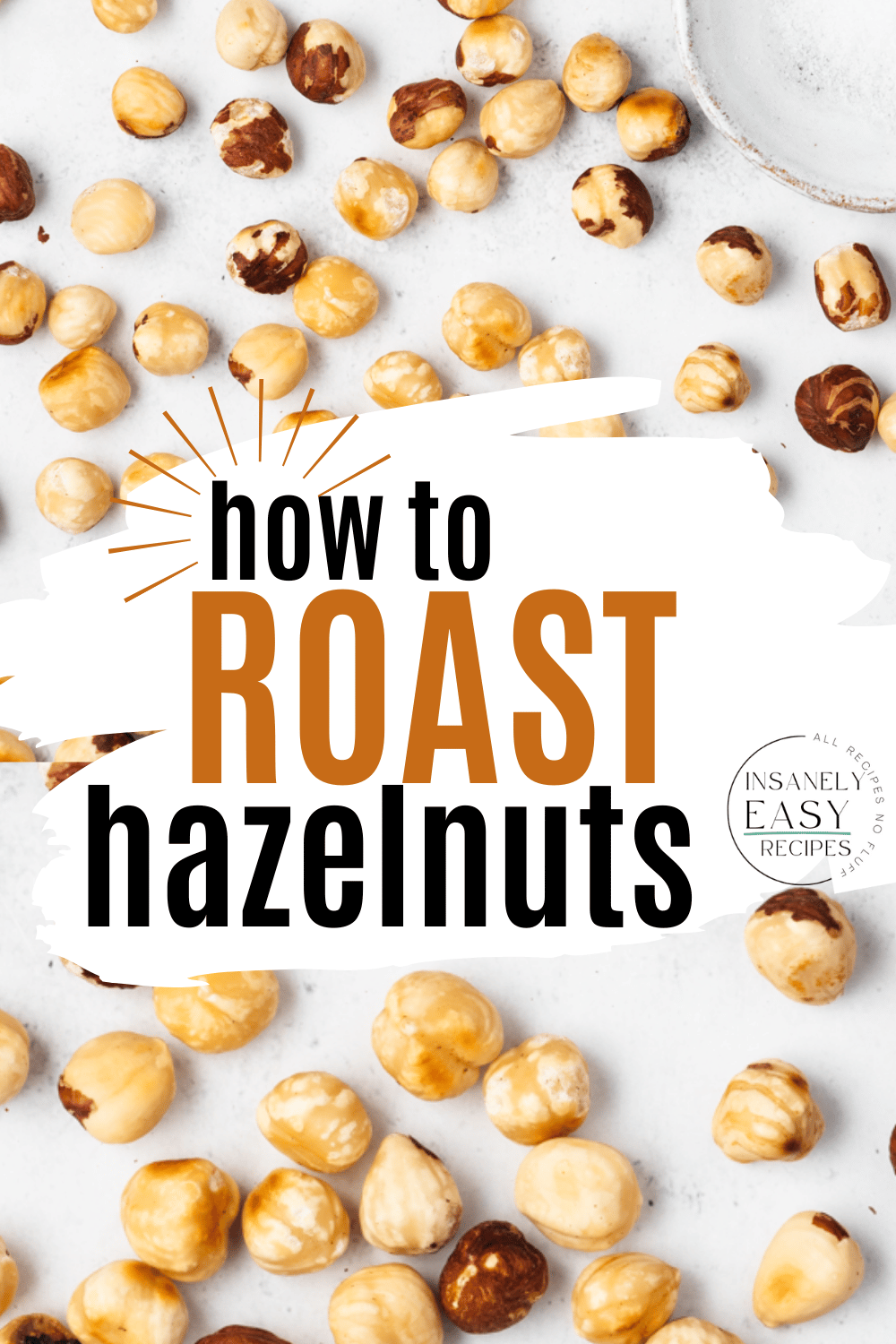 Pinterest collage of photo of roasted hazelnuts