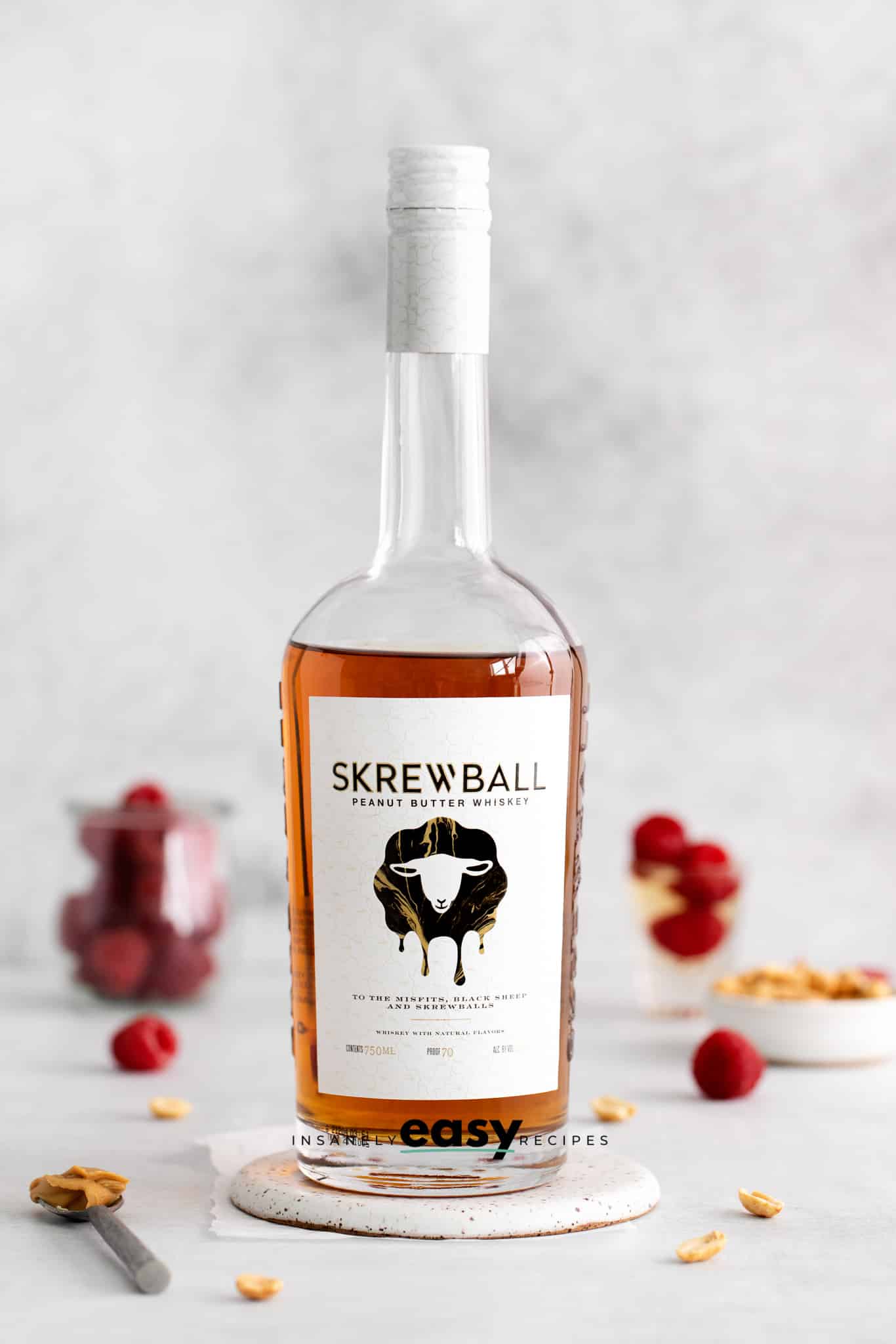 Photo of a bottle of Screwball Whisky to make a PB and Jelly Shot.