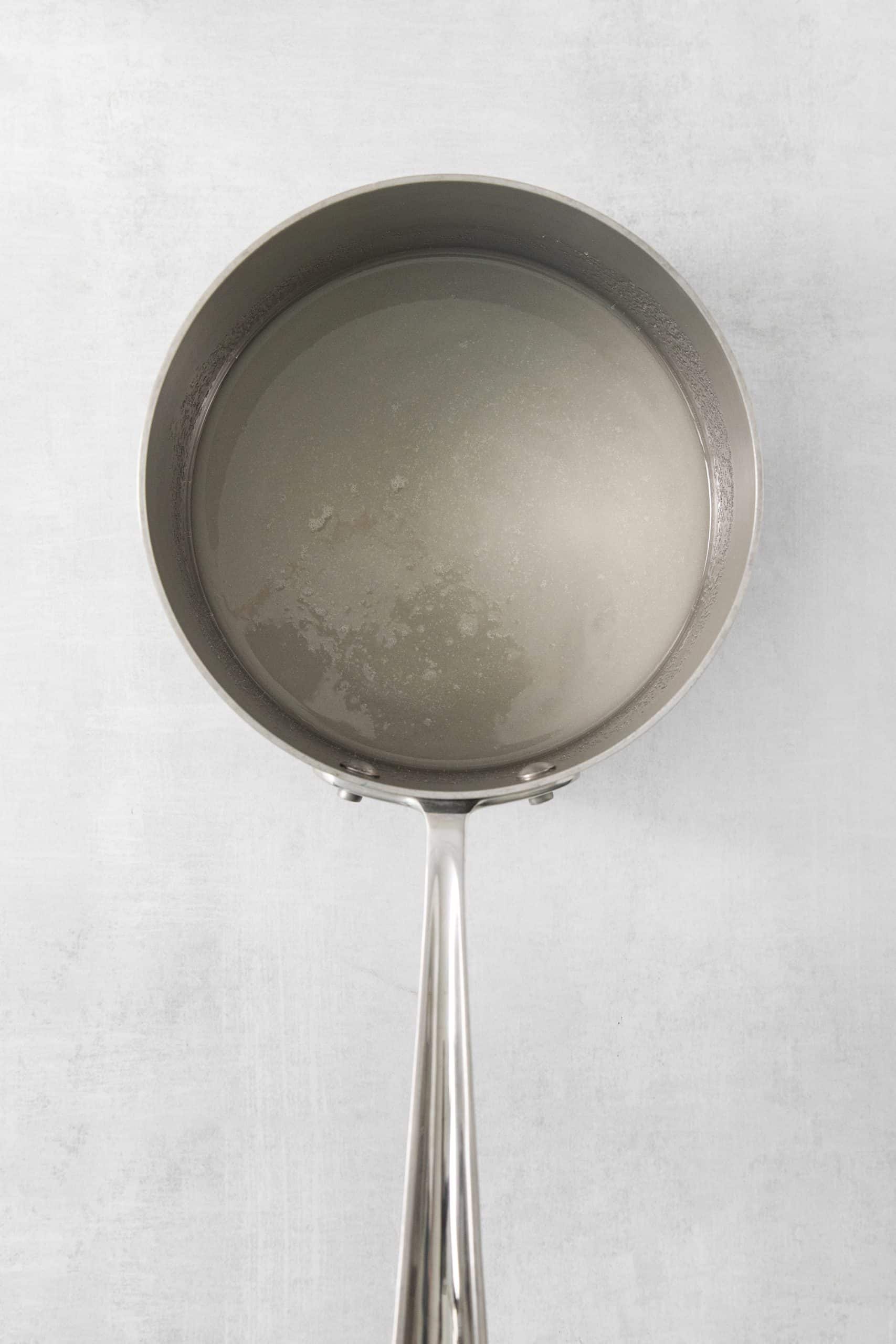 Sugar, corn syrup and water in a saucepan