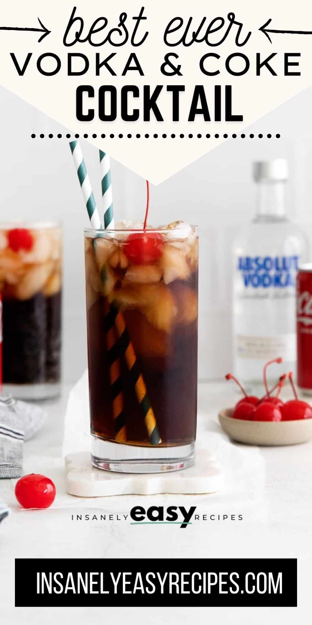 pinterest pin collage with a photo of a vodka coke